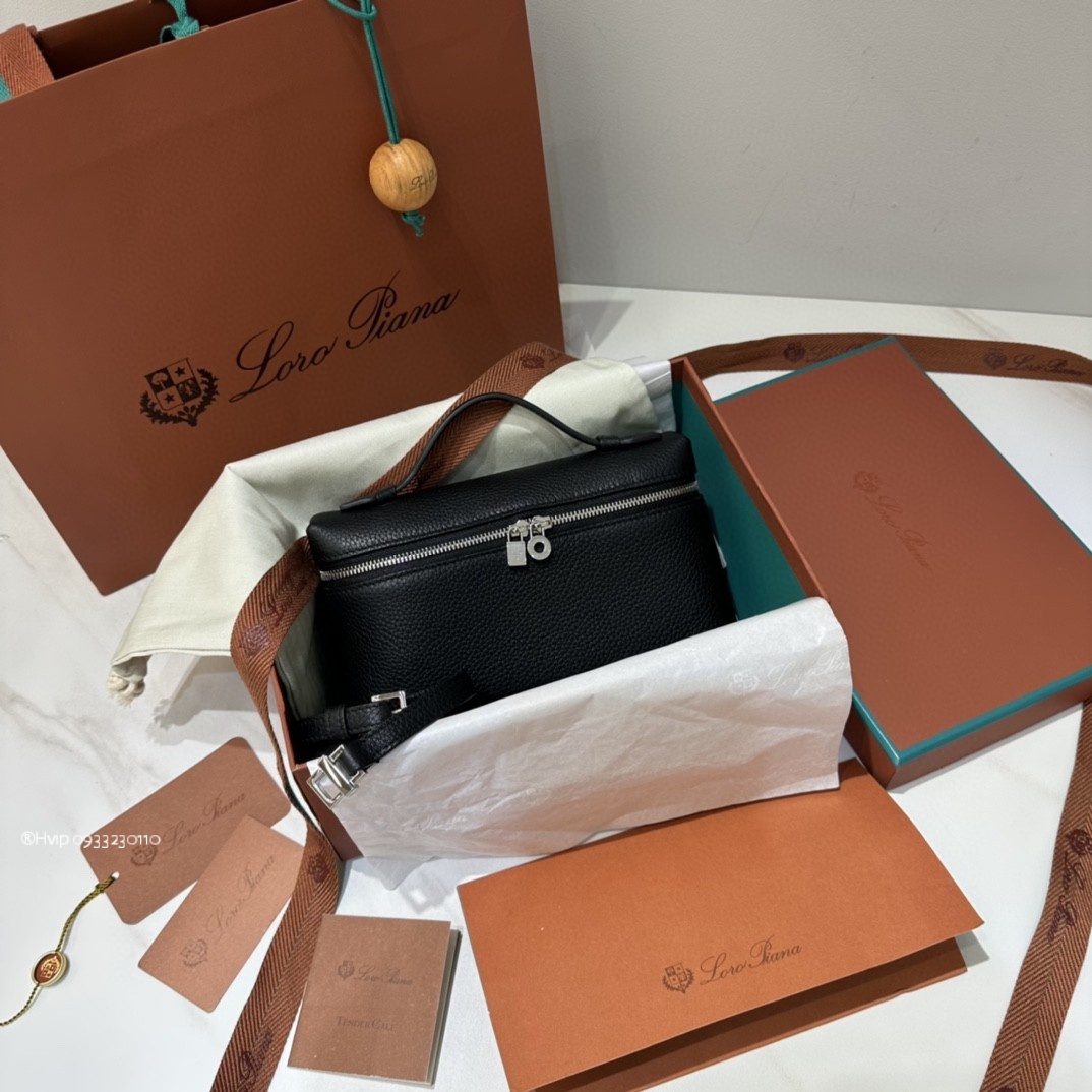 Loro Piana Extra Pocket L19 Grained Calfskin FAN4045 black (8000) PHW