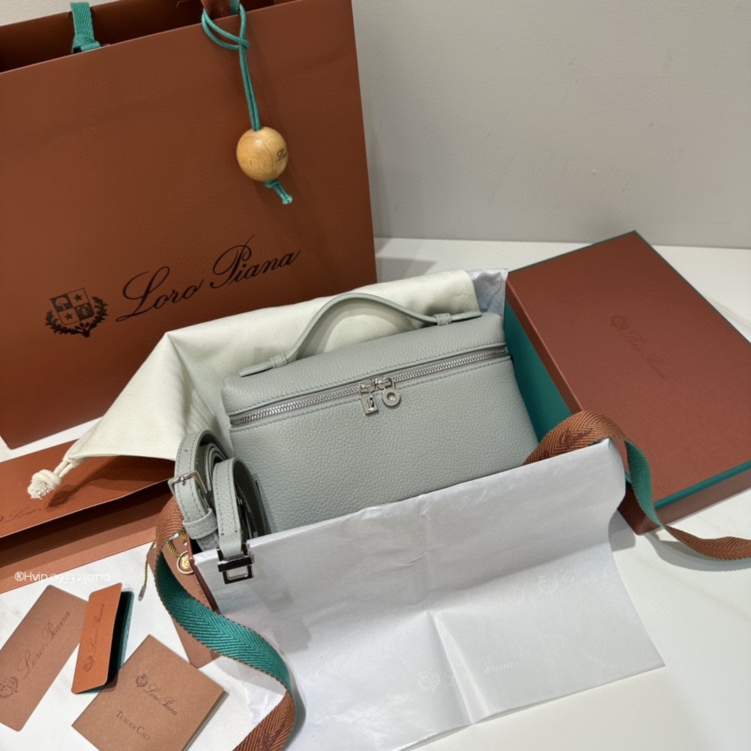 Loro Piana Extra Pocket L19 Grained Calfskin FAN4045 Eucalyptus (50BD