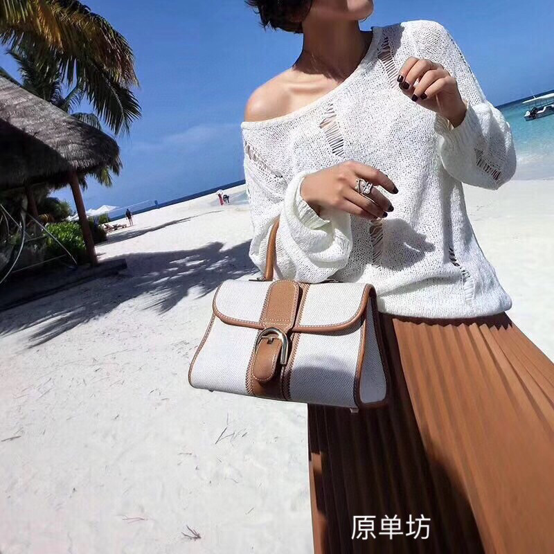 Delvaux White Toile Sangle Brillant pm