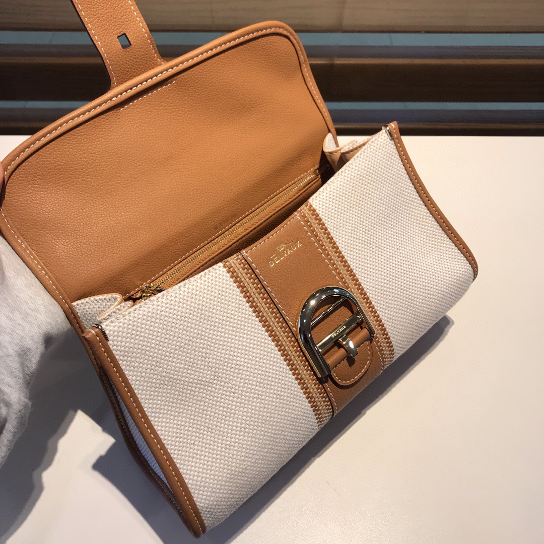 Delvaux White Toile Sangle Brillant pm