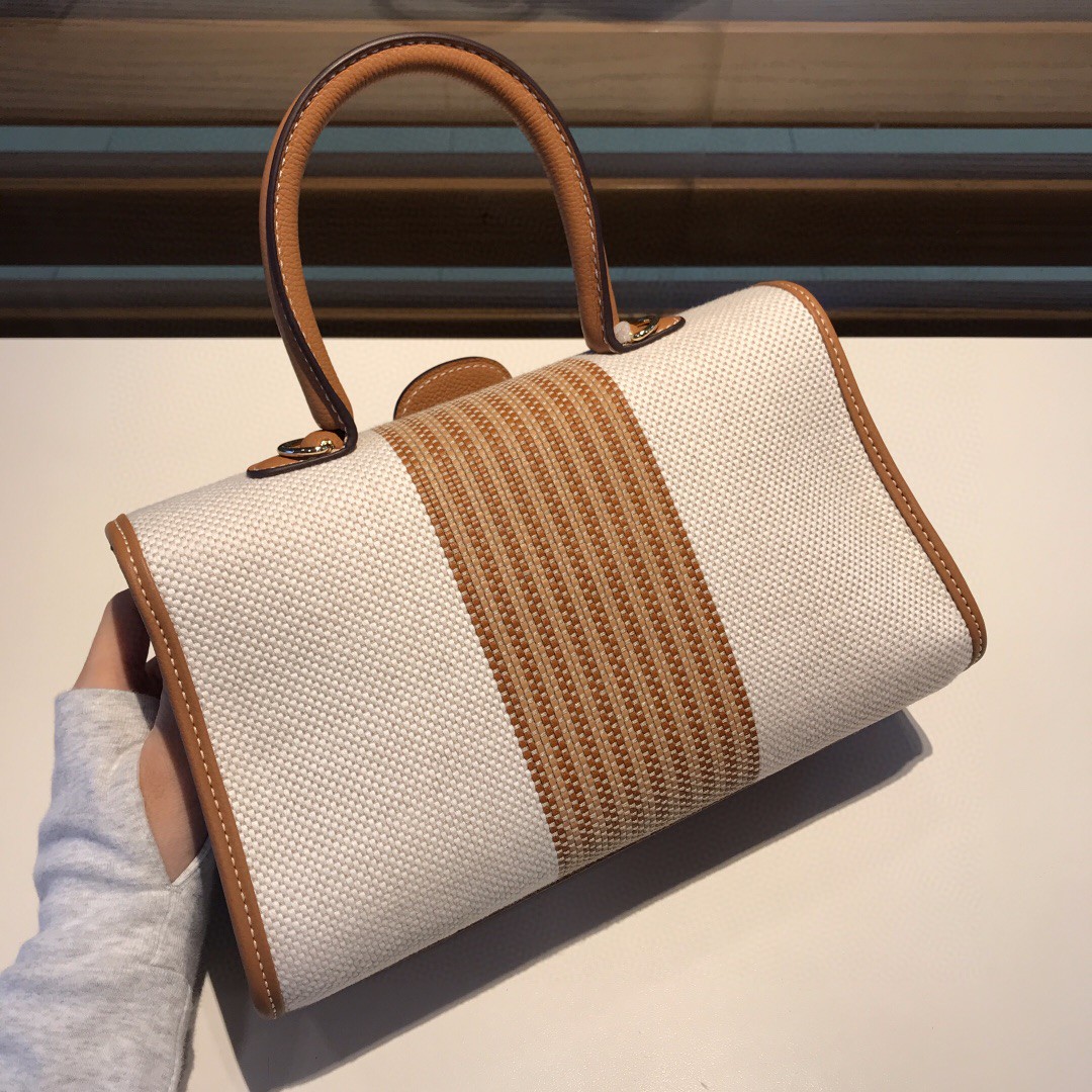 Delvaux White Toile Sangle Brillant pm