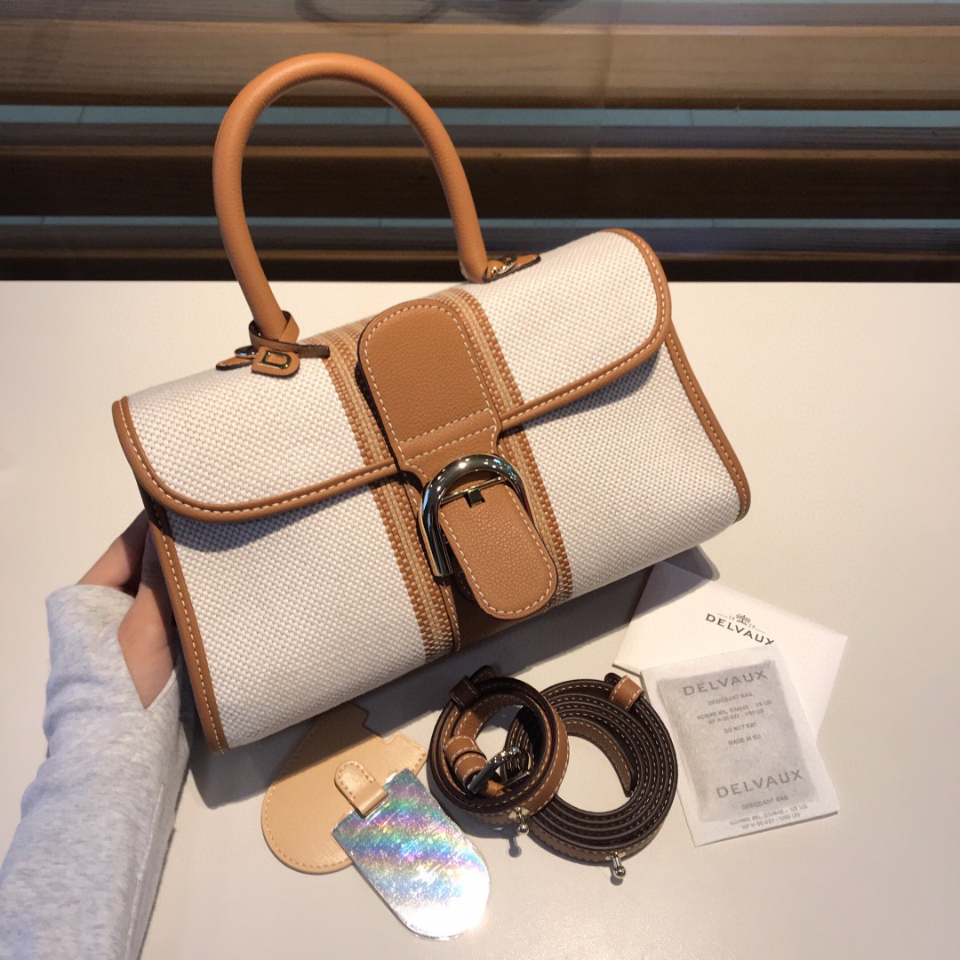 Delvaux White Toile Sangle Brillant pm