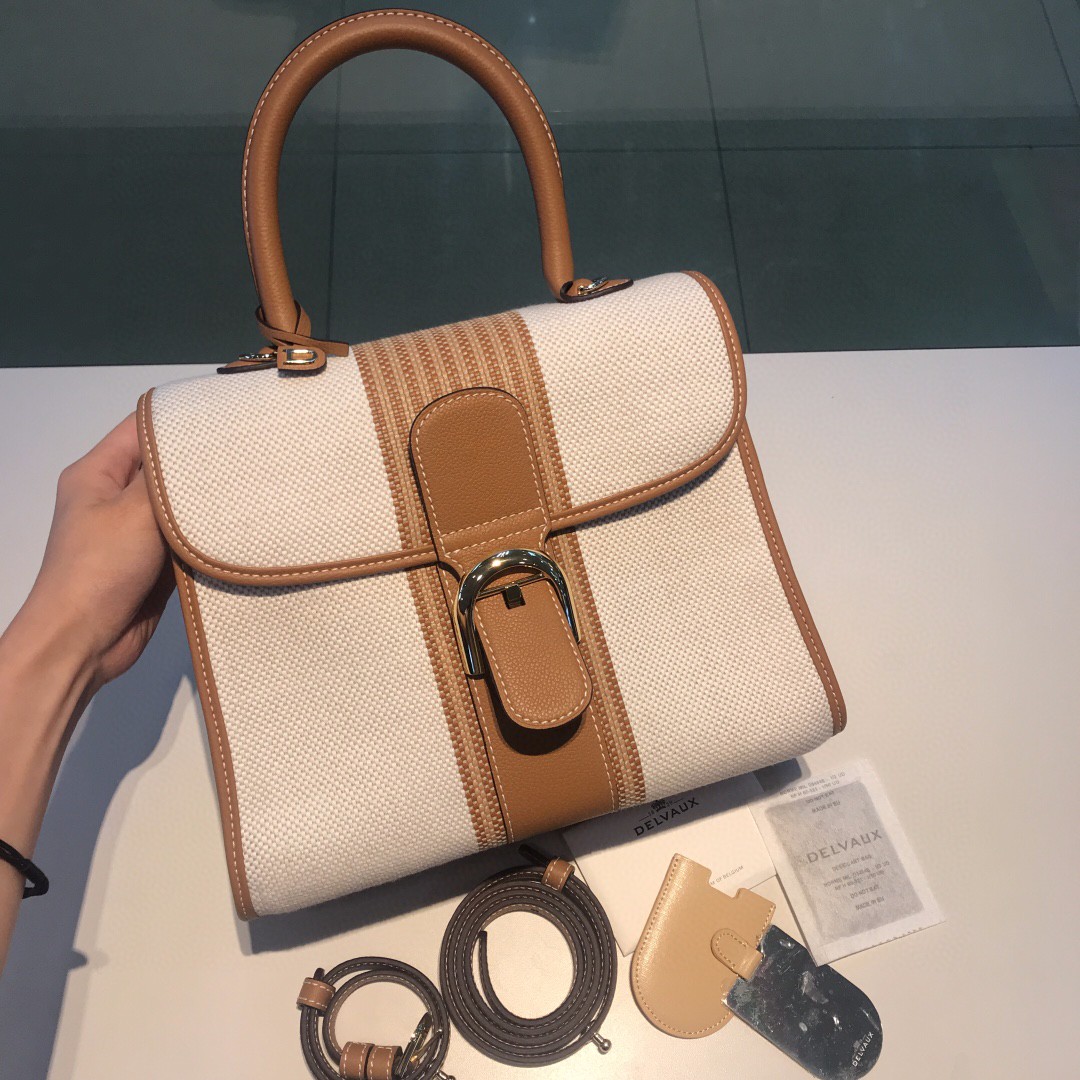 Delvaux White Toile Sangle Brillant Mm