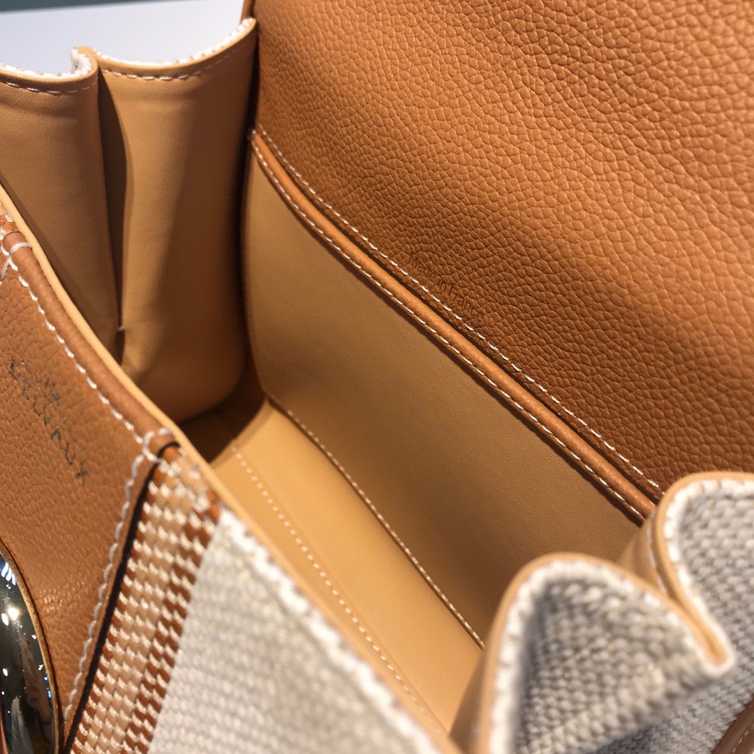 Delvaux White Toile Sangle Brillant Mini