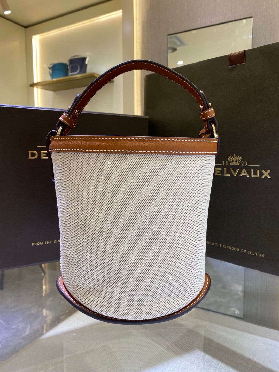 Delvaux Pin Daily in Canvas (Natural - Tan)