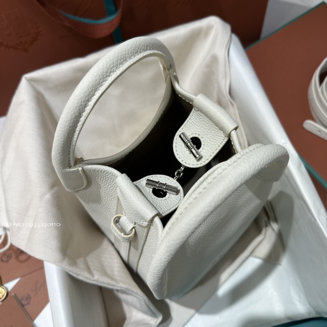 Loro Piana Micro Bale bag Grained Calfskin FAM7943 Whisper White (1615)