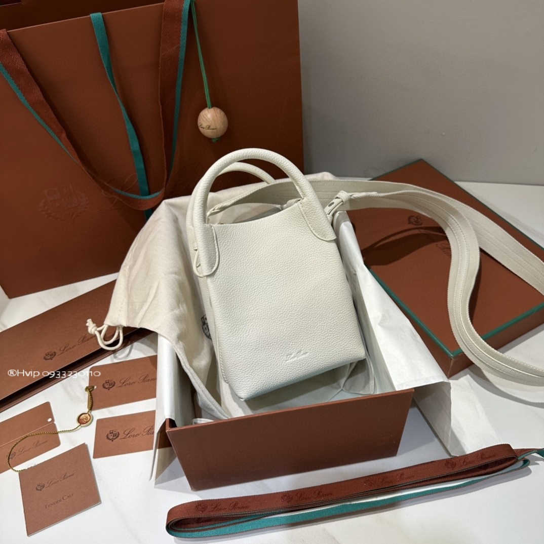 Loro Piana Micro Bale bag Grained Calfskin FAM7943 Whisper White (1615)