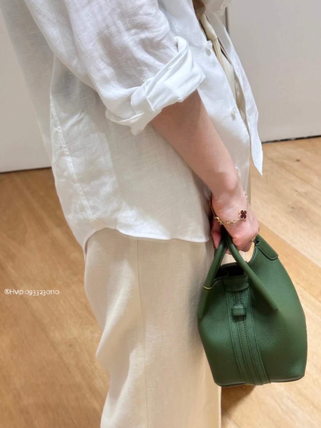 Loro Piana Micro Bale bag Grained Calfskin FAN4647 Green
