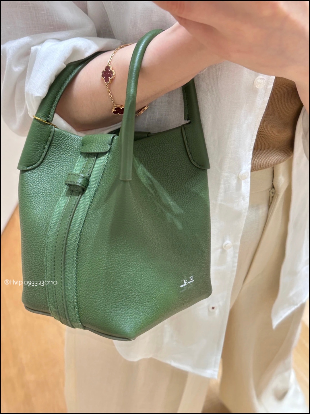Loro Piana Micro Bale bag Grained Calfskin FAN4647 Green
