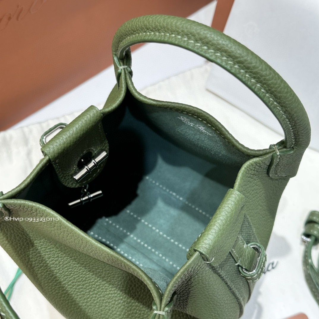 Loro Piana Micro Bale bag Grained Calfskin FAN4647 Green
