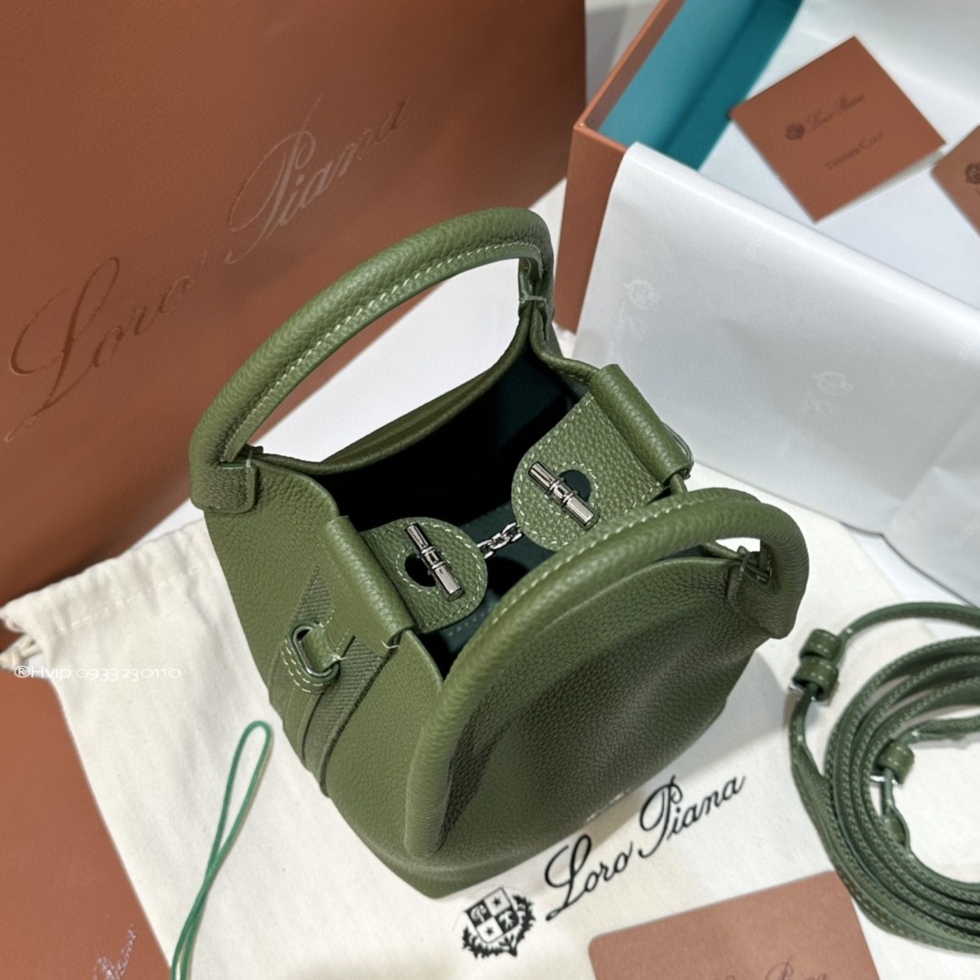 Loro Piana Micro Bale bag Grained Calfskin FAN4647 Green