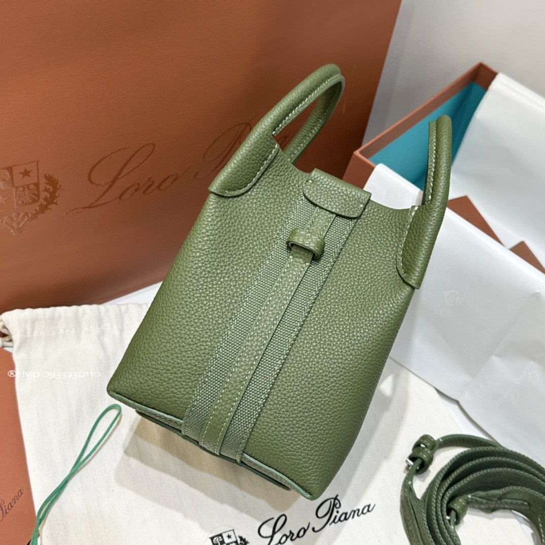 Loro Piana Micro Bale bag Grained Calfskin FAN4647 Green