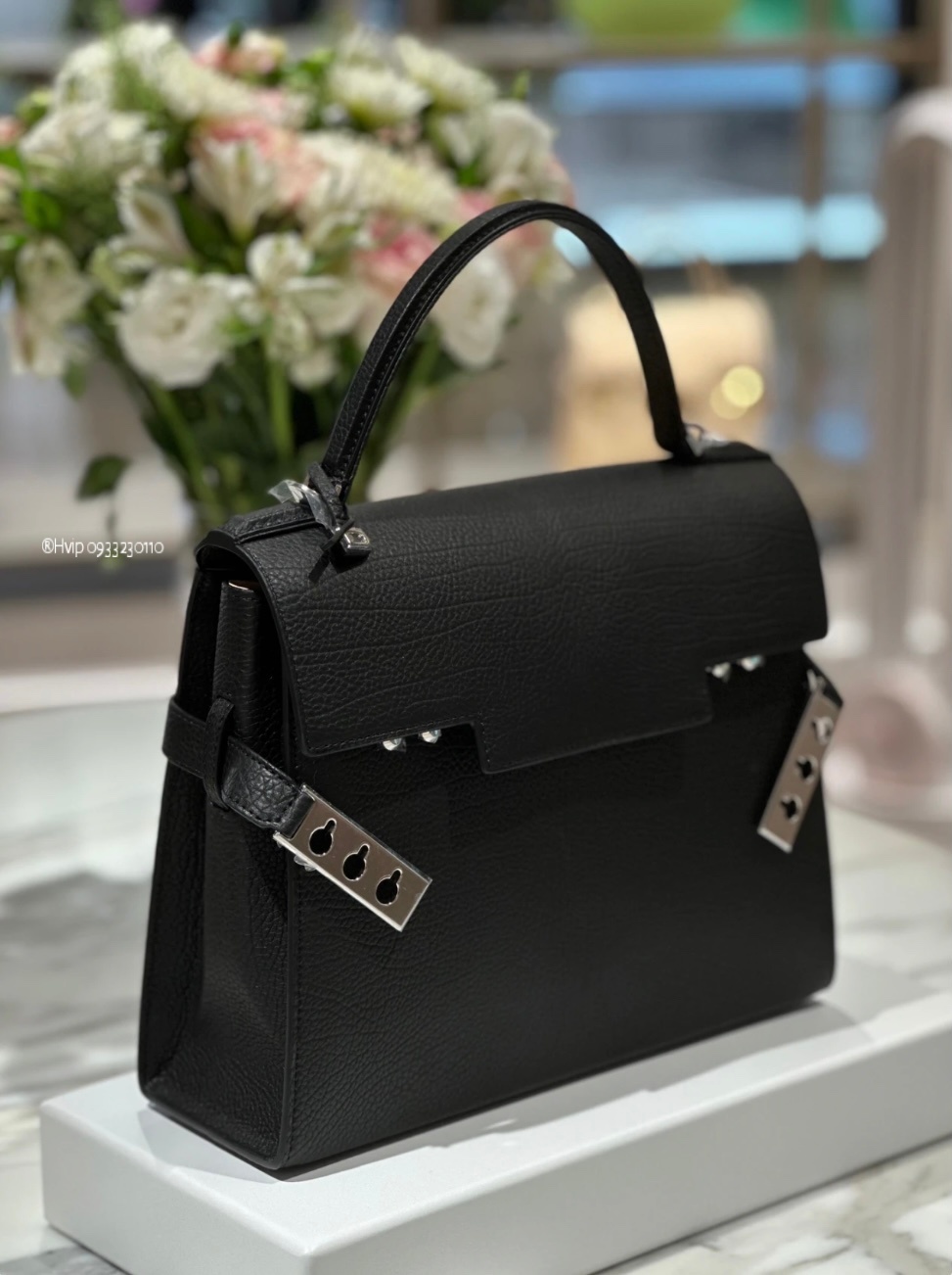 Delvaux Tempête PM in Crispy Calf leather AA0612AMF Black PHW