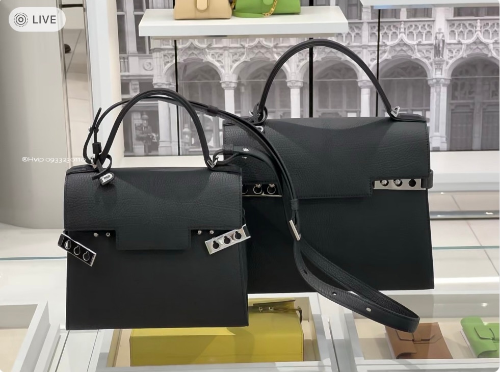 Delvaux Tempête PM in Crispy Calf leather AA0612AMF Black PHW