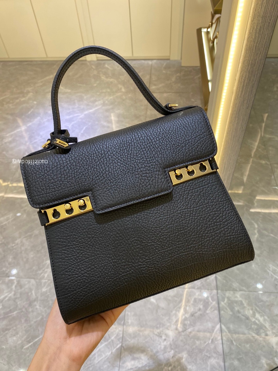 Delvaux Tempête PM in Crispy Calf leather AA0612AMF Black GHW