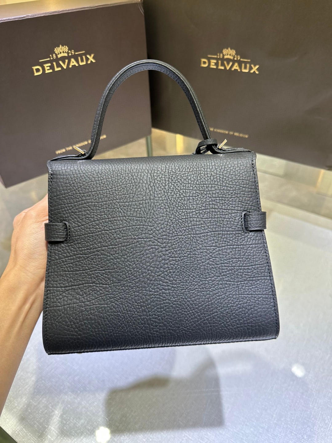 Delvaux Tempête PM in Crispy Calf leather AA0612AMF Black PHW