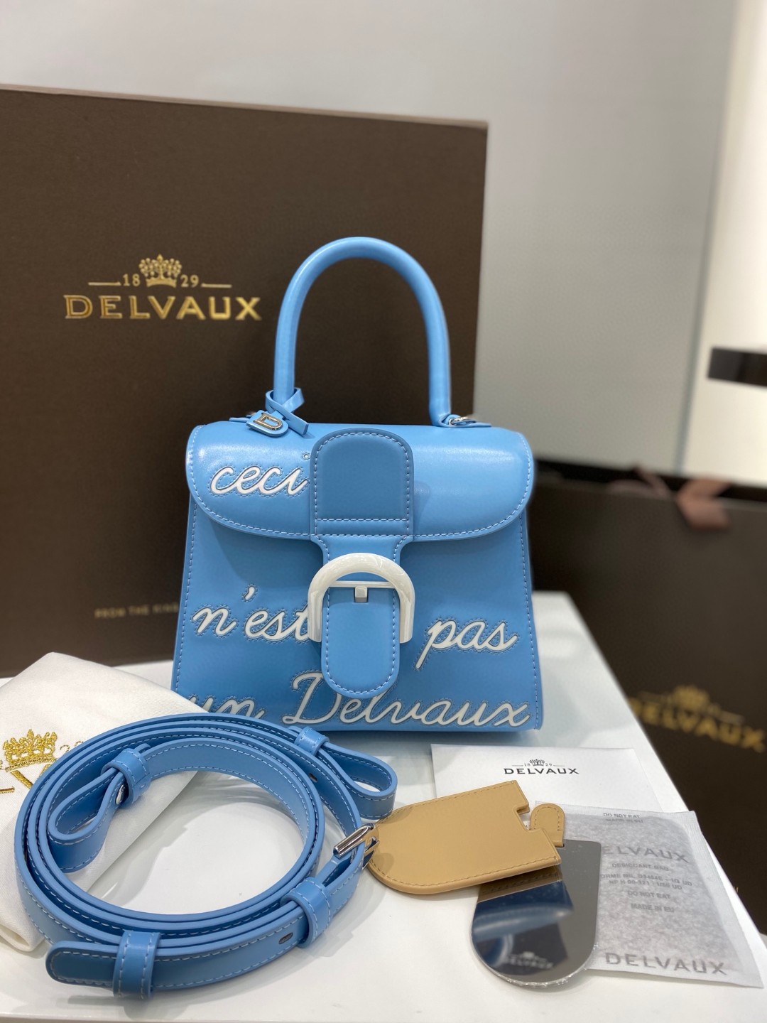 Delvaux L'Humour mini in Box Calf blue