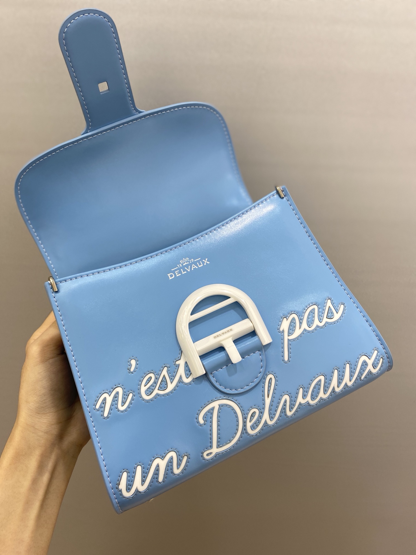 Delvaux L'Humour mini in Box Calf blue