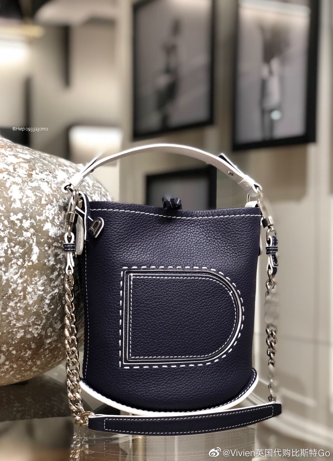 Delvaux Pin Mini Bucket Surpiquéen Taurillon Soft AA0607ATT blue
