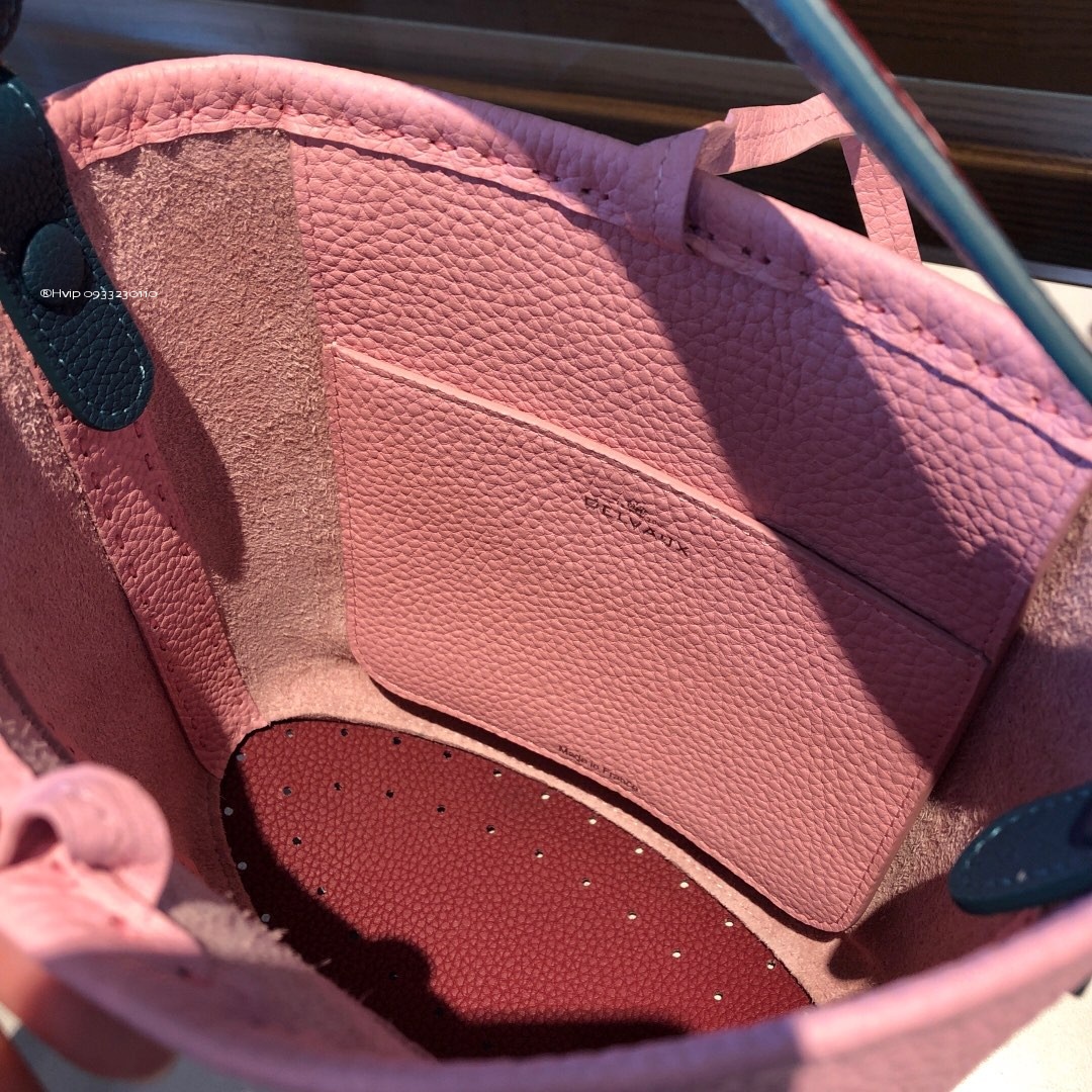 Delvaux Pin Mini Bucket Surpiquéen Taurillon Soft AA0607ATT pink
