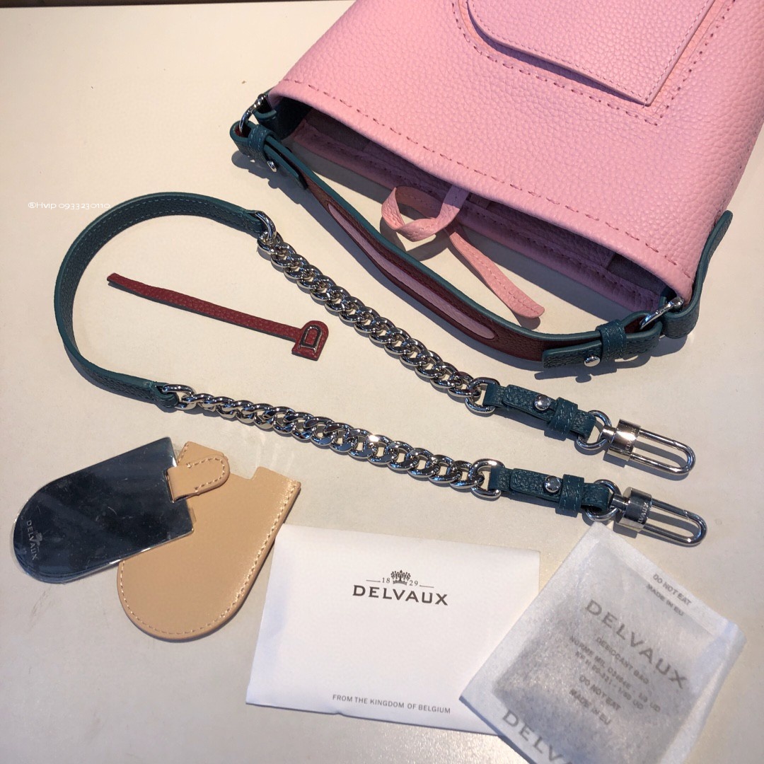 Delvaux Pin Mini Bucket Surpiquéen Taurillon Soft AA0607ATT pink