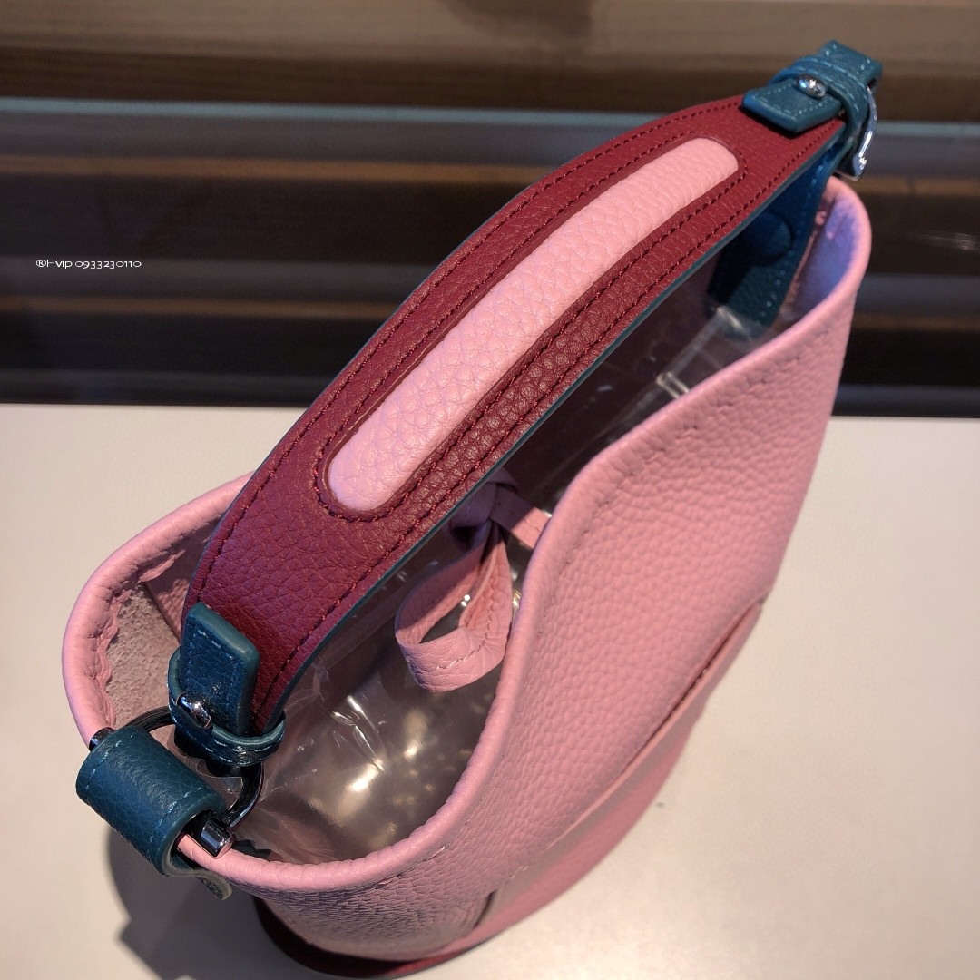 Delvaux Pin Mini Bucket Surpiquéen Taurillon Soft AA0607ATT pink