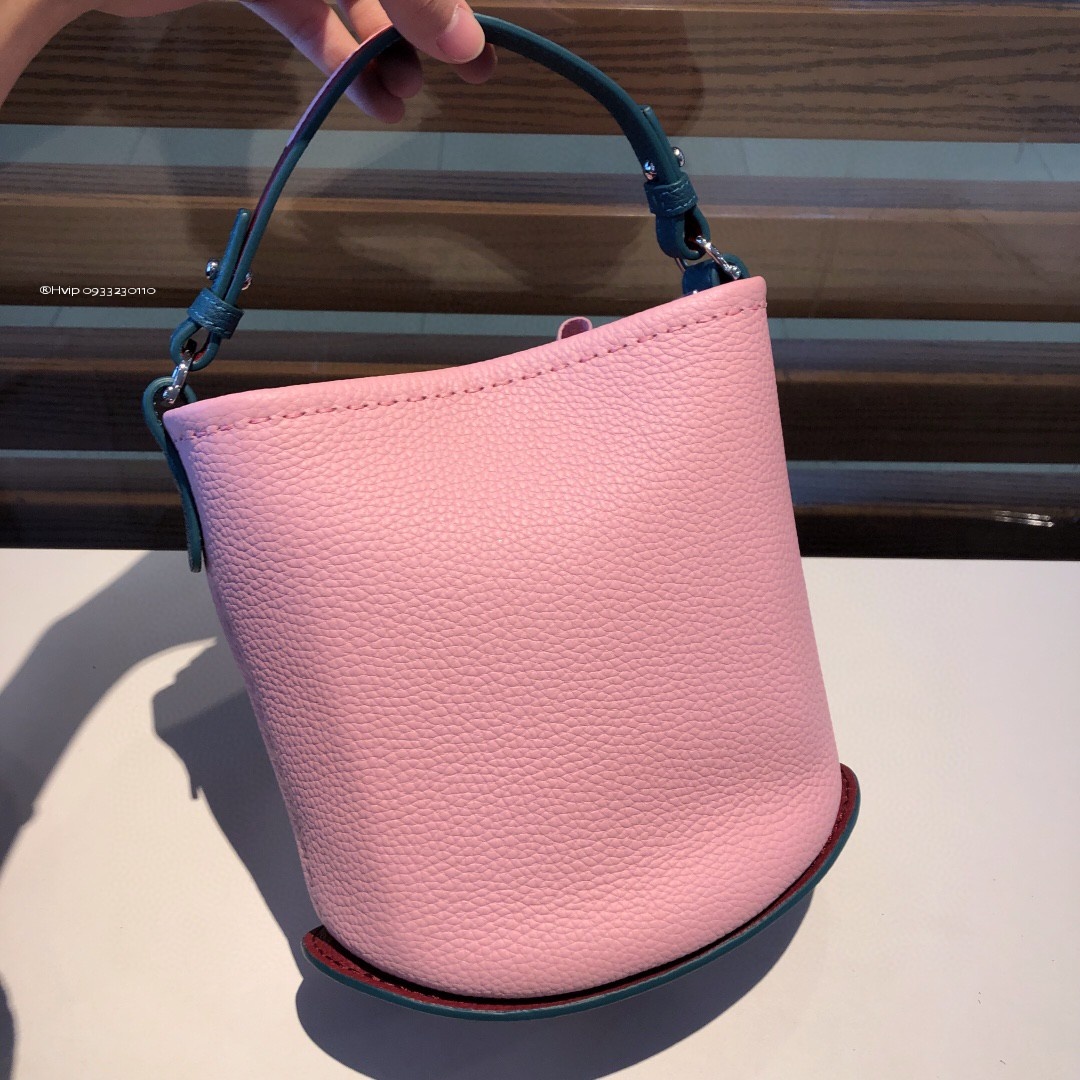 Delvaux Pin Mini Bucket Surpiquéen Taurillon Soft AA0607ATT pink