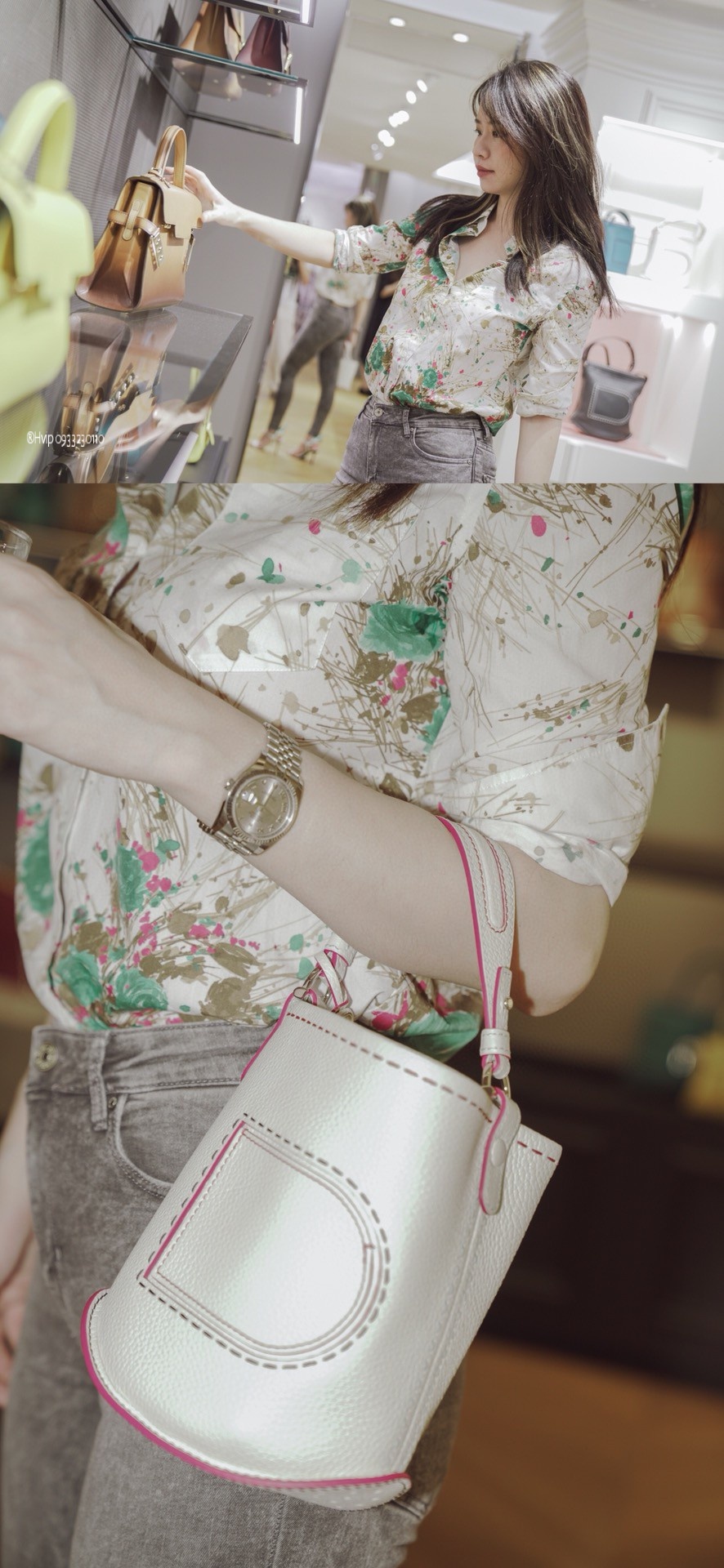 Delvaux Pin Mini Bucket Surpiquéen Taurillon Soft AA0607ATT0ADNDO white