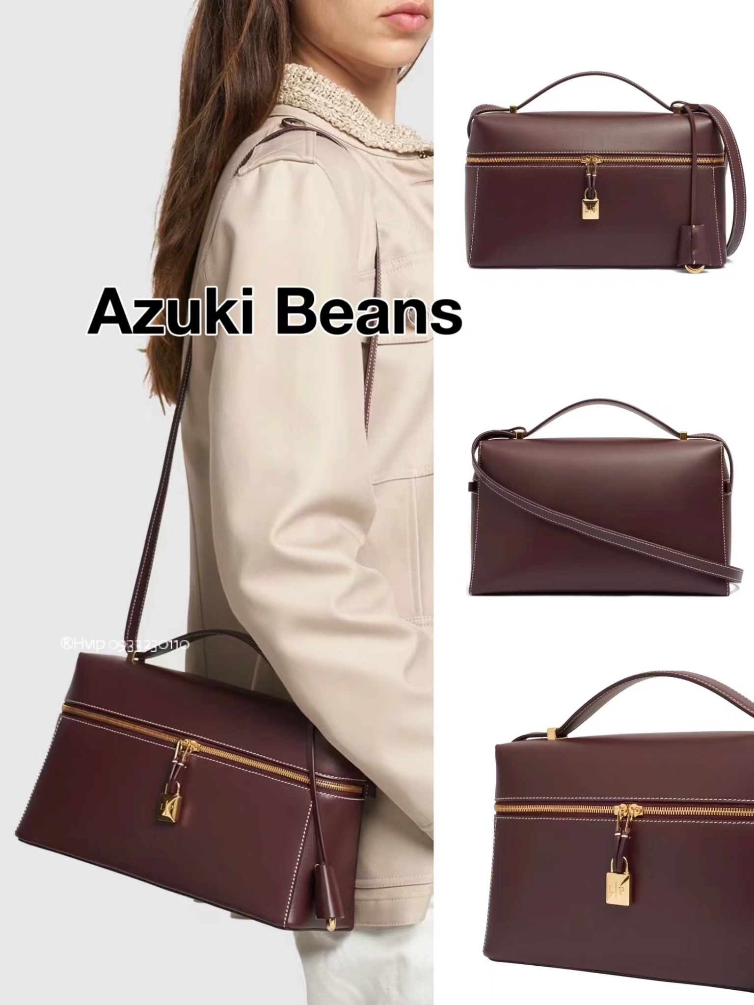 Loro Piana Extra Bag L27 Smooth Calfskin Azuki Beans (Q07N) FAN3462
