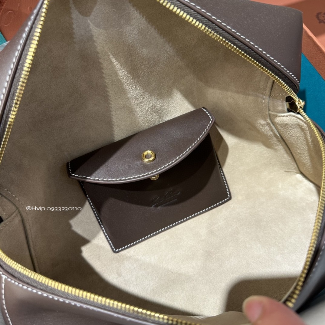 Loro Piana Extra Bag L27 Smooth Calfskin Dark Chocolate Licorice (H0KL)FAN3462