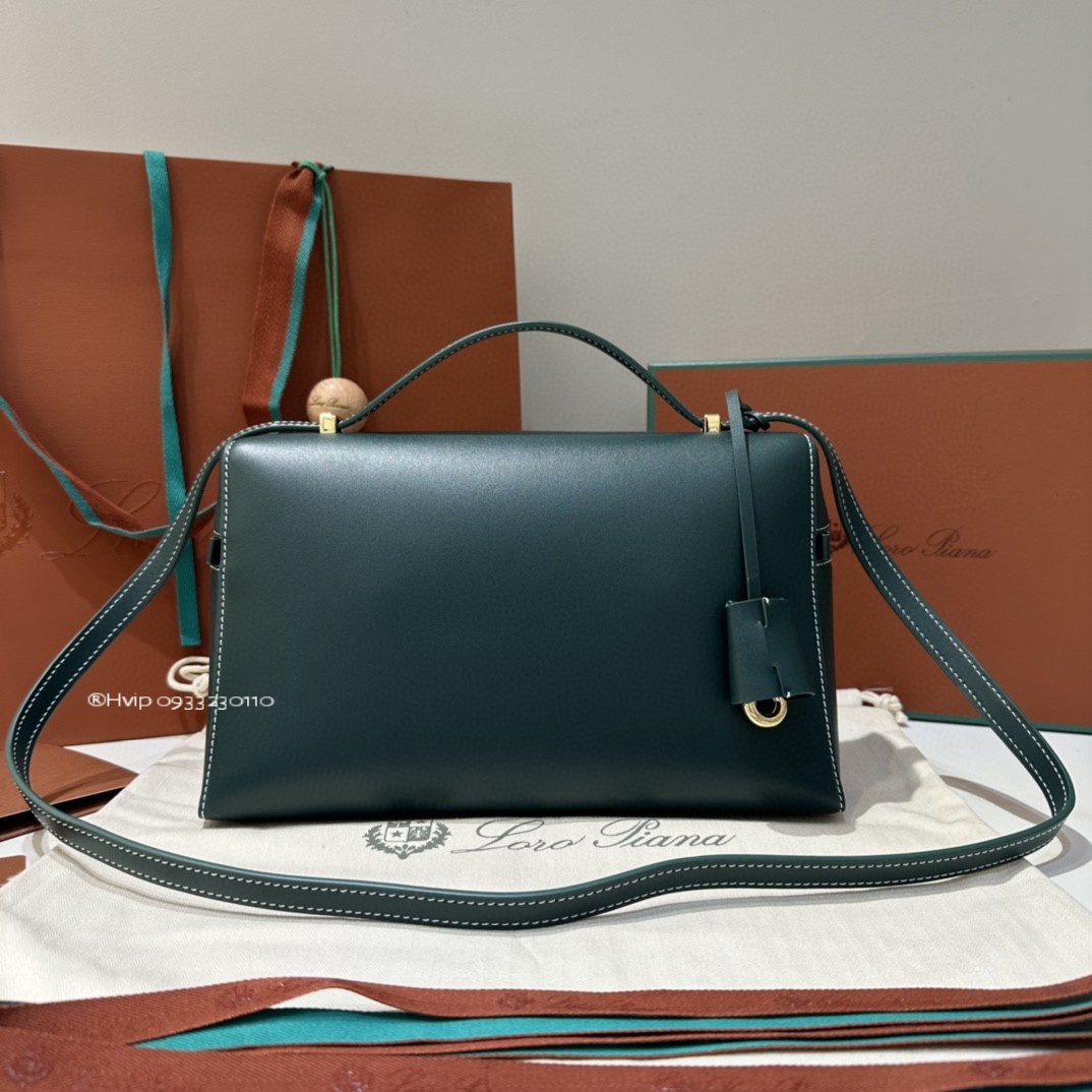 Loro Piana Extra Bag L27 Smooth Calfskin Sunday New Petrolio (705G) FAN3462