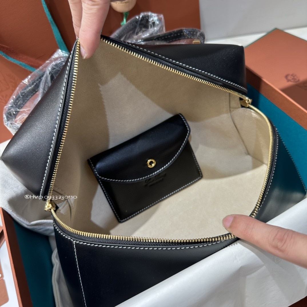 Loro Piana Extra Bag L27 Smooth Calfskin Black (8000)FAN3462