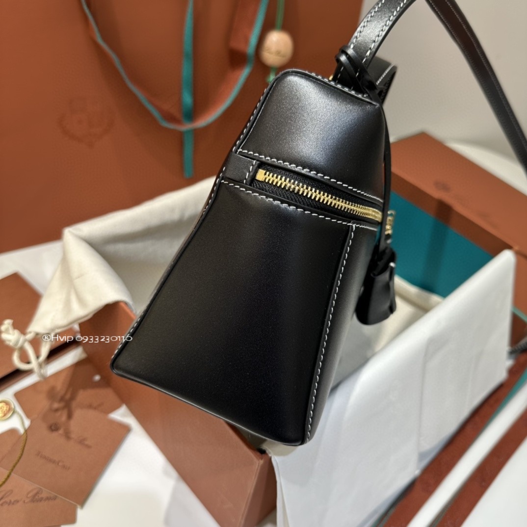 Loro Piana Extra Bag L27 Smooth Calfskin Black (8000)FAN3462