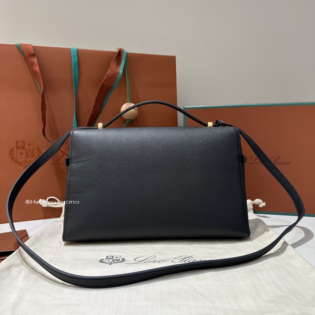 Loro Piana Extra Bag L27 Textured Calfskin black (8000) FAN4085