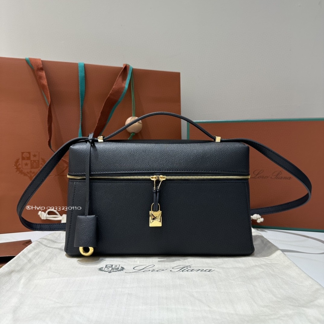 Loro Piana Extra Bag L27 Textured Calfskin black (8000) FAN4085