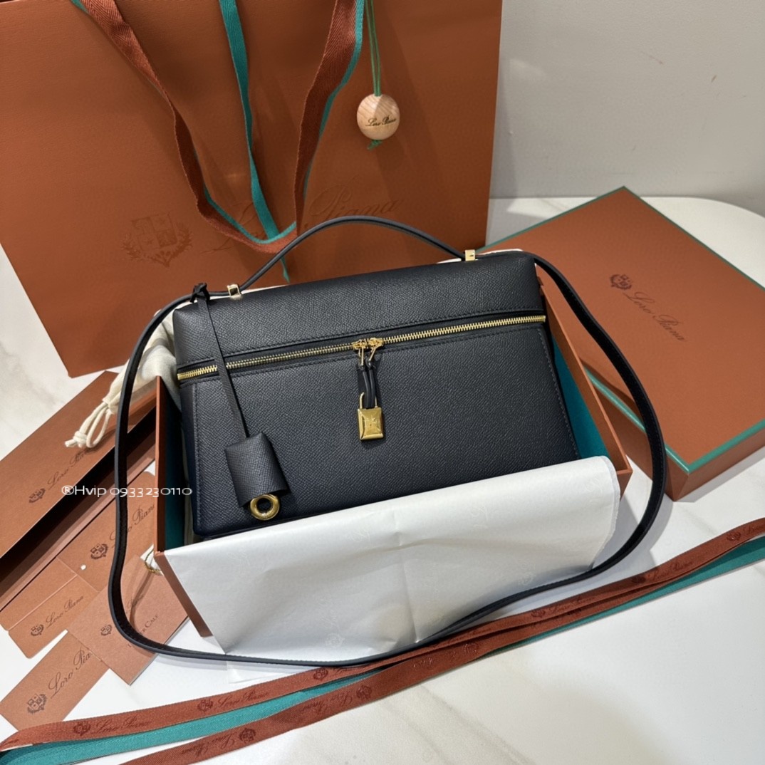 Loro Piana Extra Bag L27 Textured Calfskin black (8000) FAN4085
