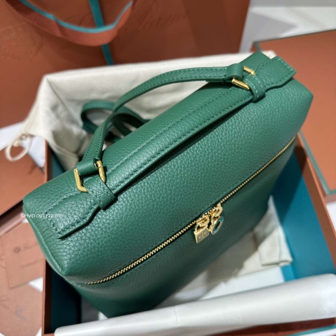 Loro Piana Extra Pocket backpack L23.5 Grained Calfskin Forest Leaves (50RT)FAN4041