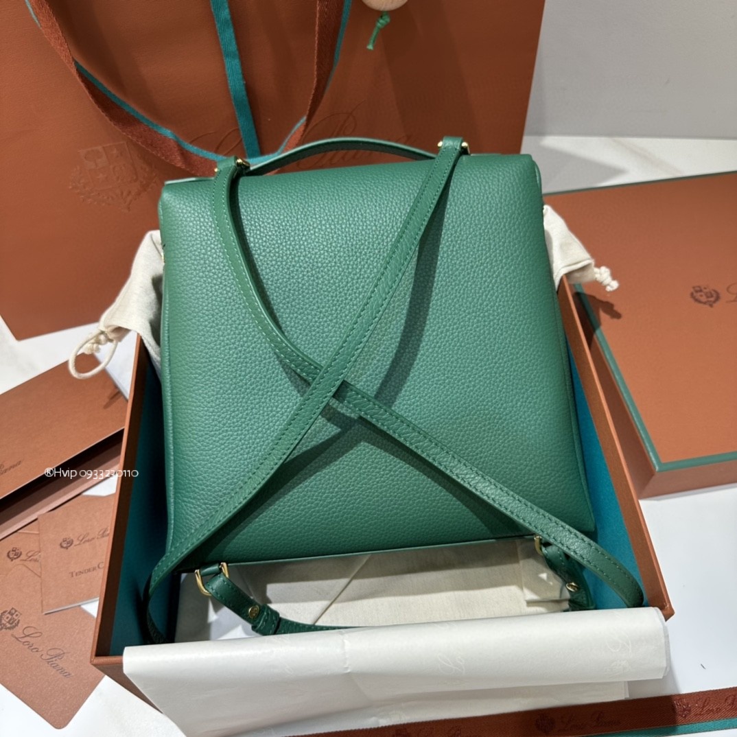 Loro Piana Extra Pocket backpack L23.5 Grained Calfskin Forest Leaves (50RT)FAN4041