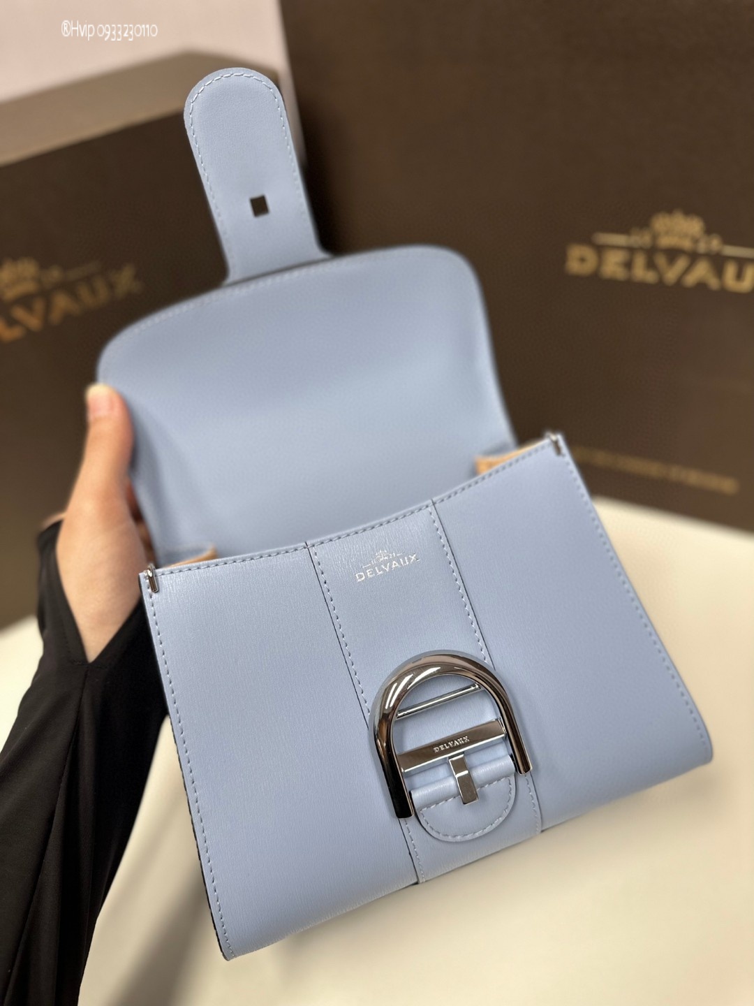 Delvaux Brillan mini in Box Calf Azure