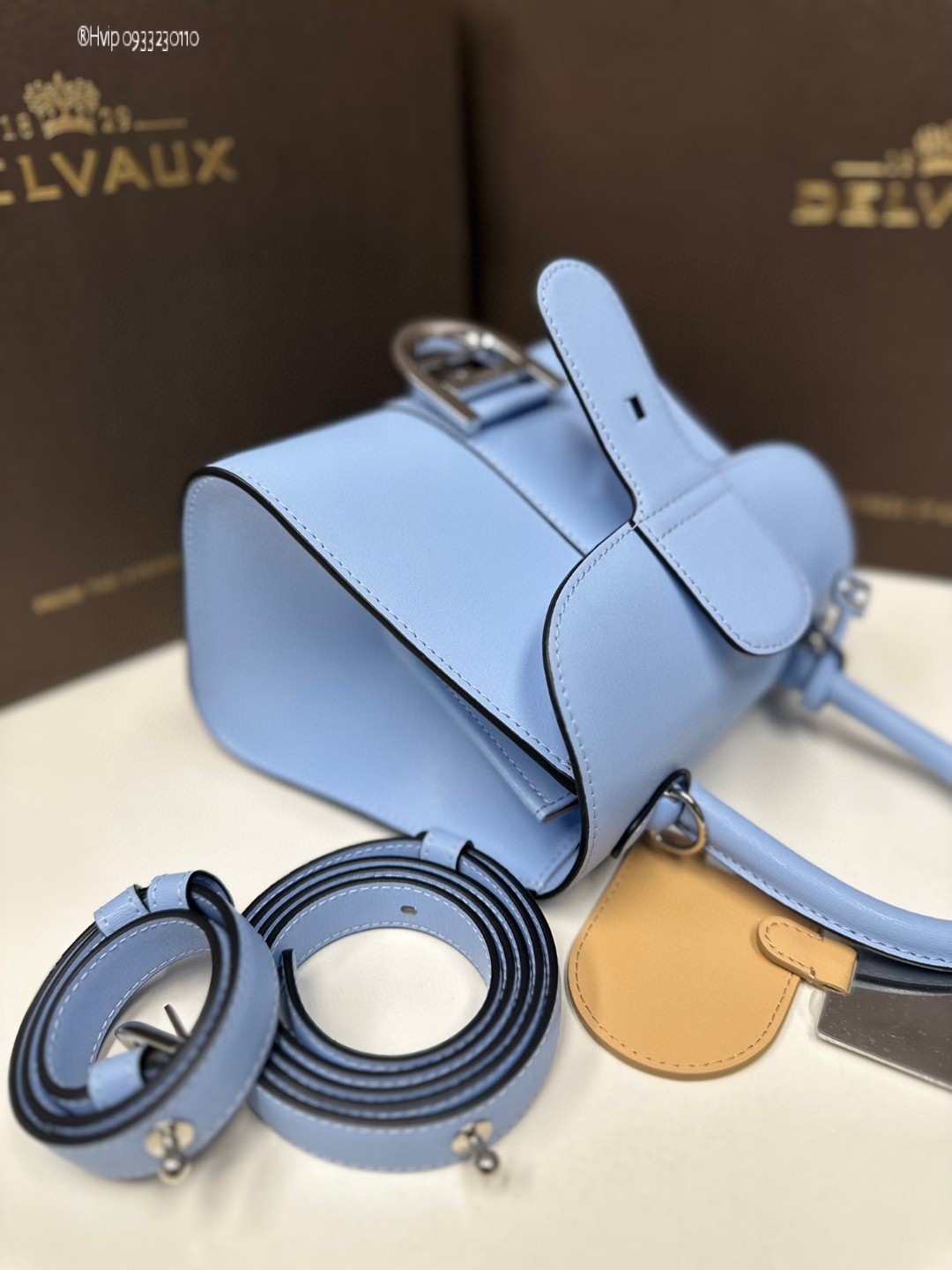 Delvaux Brillan mini in Box Calf Azure
