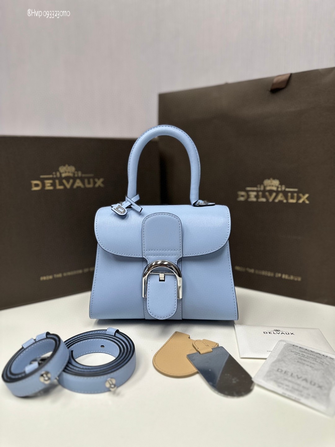 Delvaux Brillan mini in Box Calf Azure
