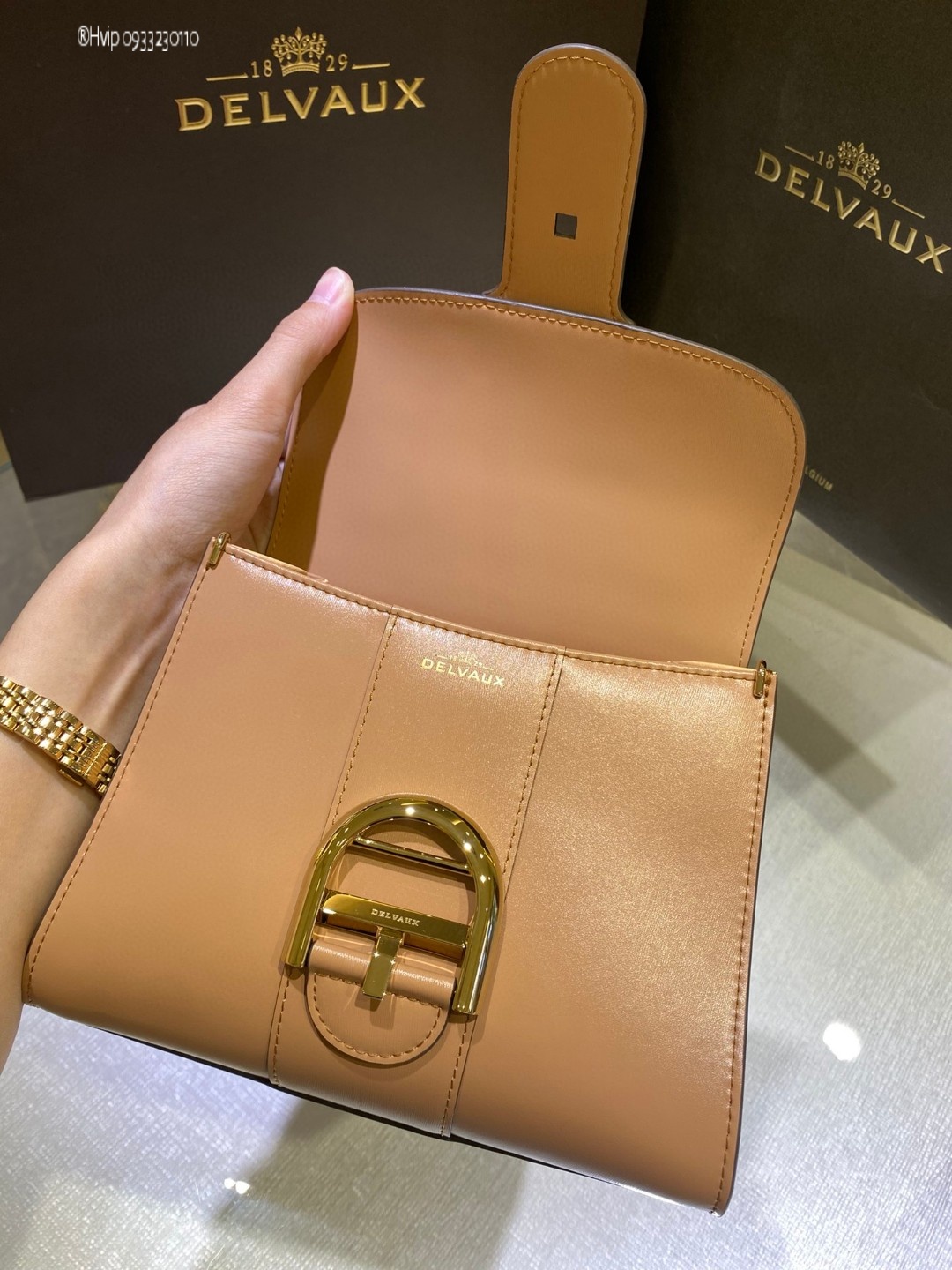 Delvaux Brillan mini in Box Calf Tender Beige