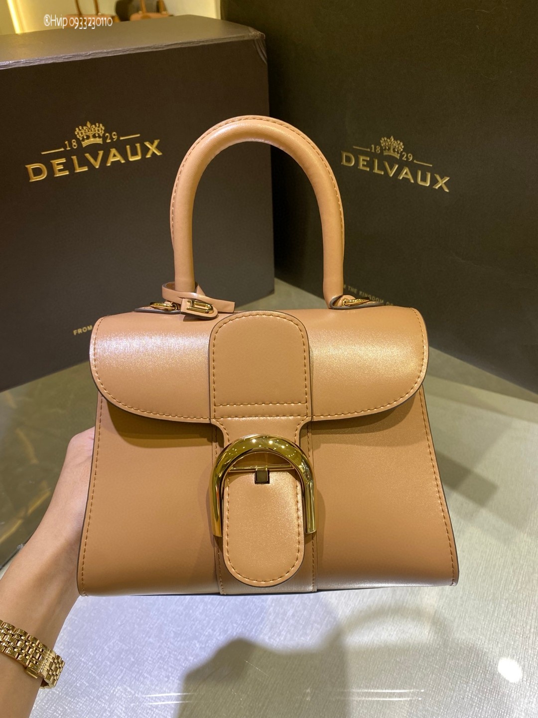 Delvaux Brillan mini in Box Calf Tender Beige