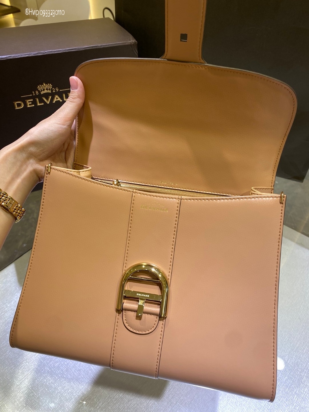 Delvaux Brillant MM in Box Calf Tender Beige