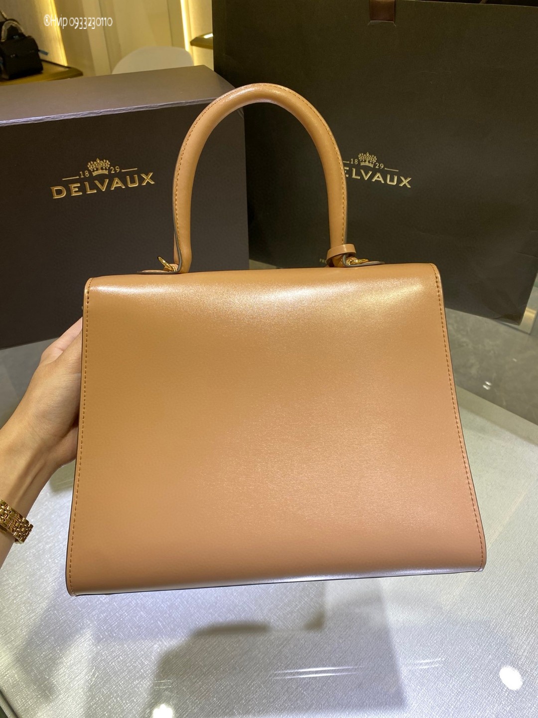 Delvaux Brillant MM in Box Calf Tender Beige