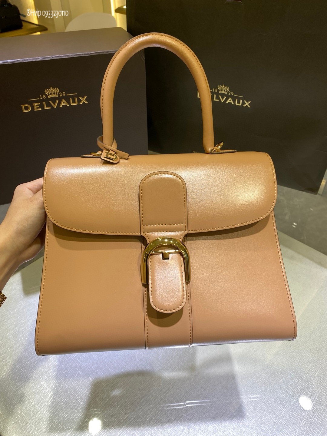 Delvaux Brillant MM in Box Calf Tender Beige