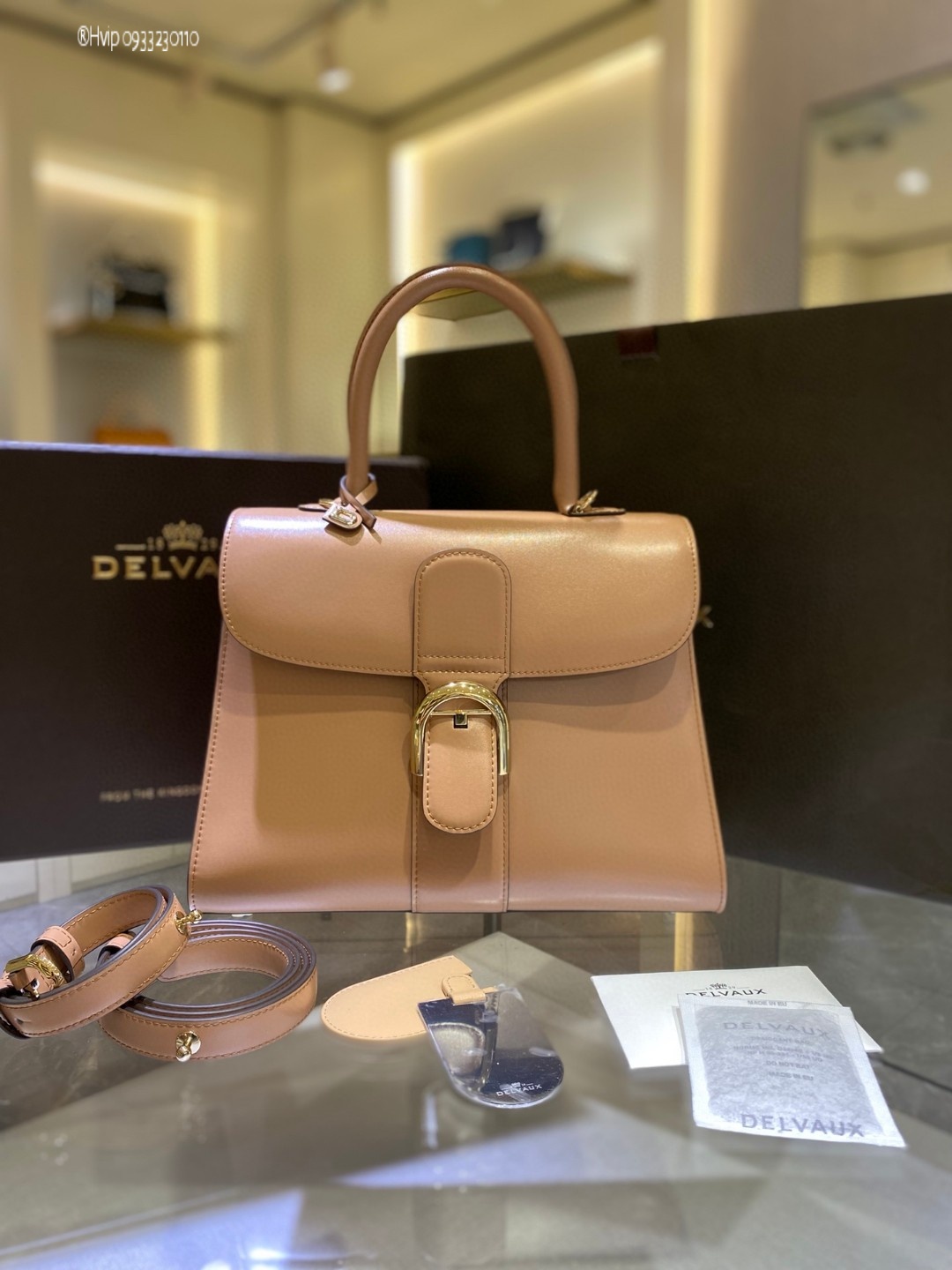 Delvaux Brillant MM in Box Calf Tender Beige