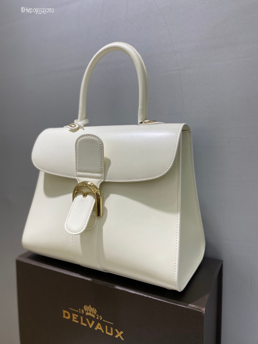 Delvaux Brillant MM in Box Calf white
