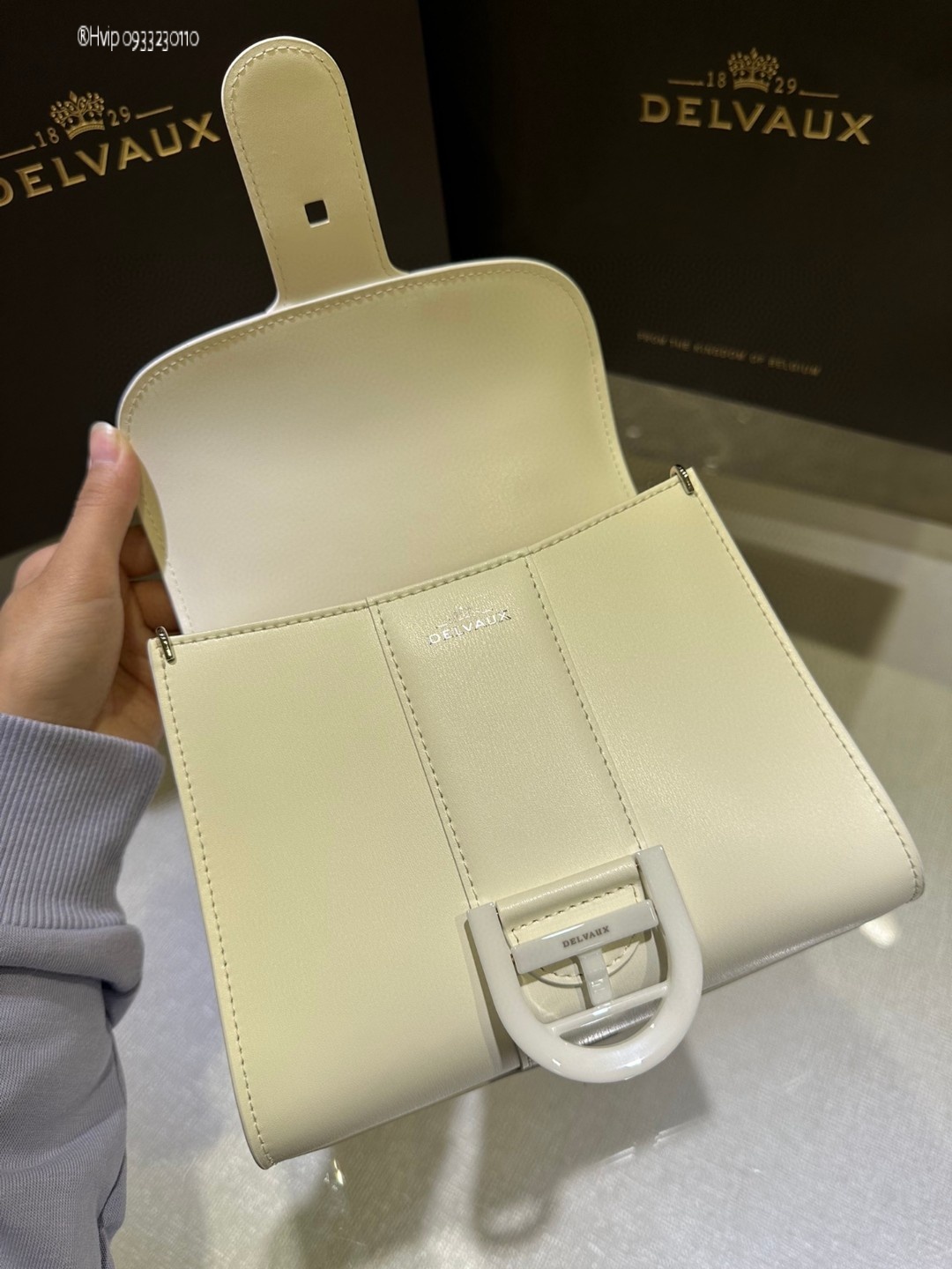 Delvaux Brillan mini in Box Calf white