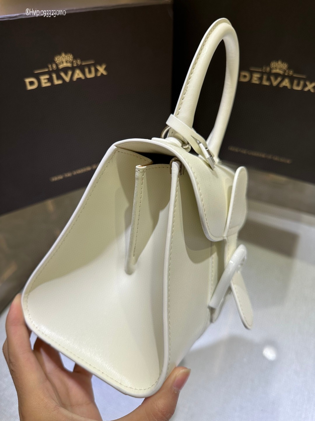Delvaux Brillan mini in Box Calf white